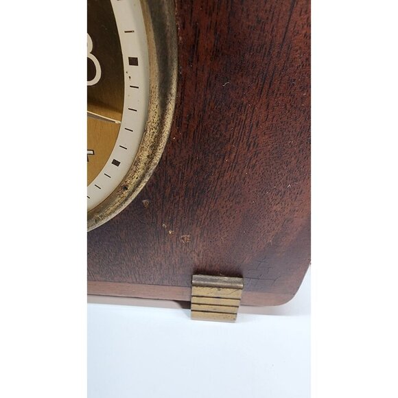 Vintage Seth Thomas Wood Mantel Clock With Brass Accents - Picture 8 of 16